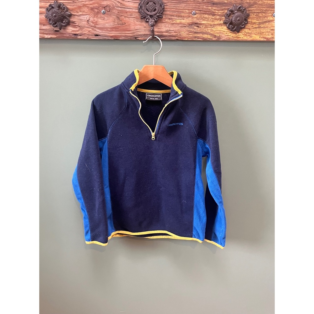 Craghoppers Kids Navy Blue Colorblock Quarter Zip Fleece‎ Pullover Size 9-10